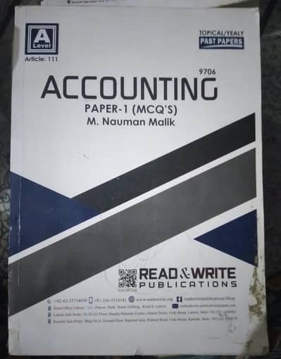 Read and Write | A LEVELS PASTPAPERS | ACCOUNTING P1
