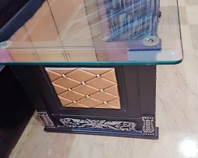 Centre Table Wooden with Glass Top