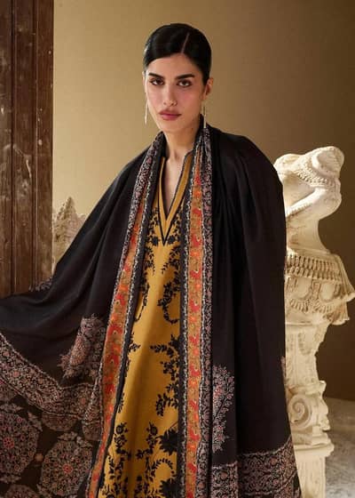  3-Piece Embroidered Lawn Suit – Mustard