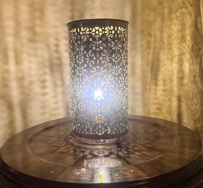 Metal pierced cylinder lamp