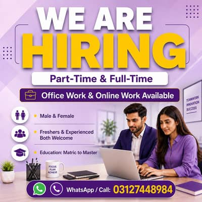 WE HIRING MALE AND FEMALES STAFF FOR OFFICE WORK