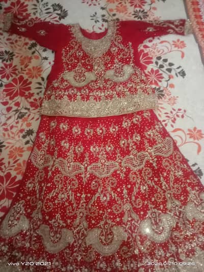 Heavy Red Bridal Lehenga Choli 3 Piece Set with Dupatta