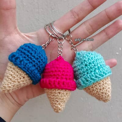 Handmade Crochet Ice cream keychains