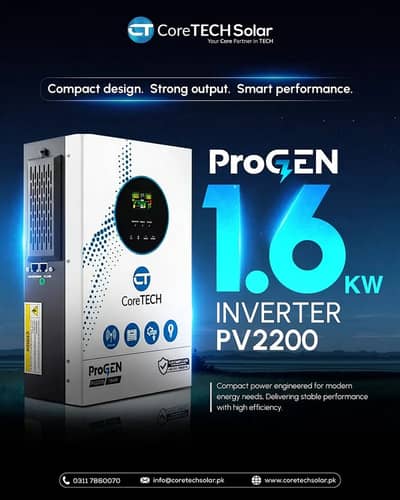 CoreTECH ProGEN PV2200 1.6KW Hybrid Solar Inverter – 2200W PV