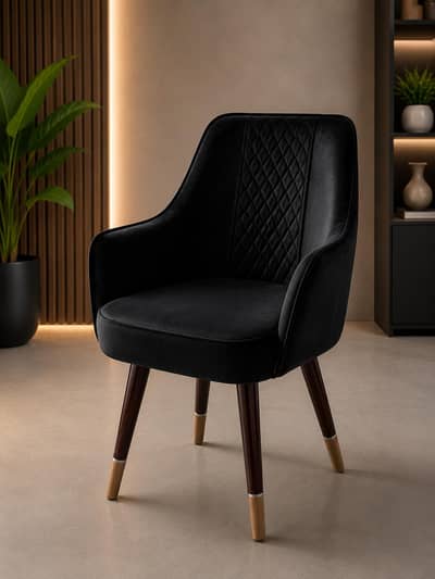 Luxury Black Velvet Chair Premium Quilted Design Rs. 10,000