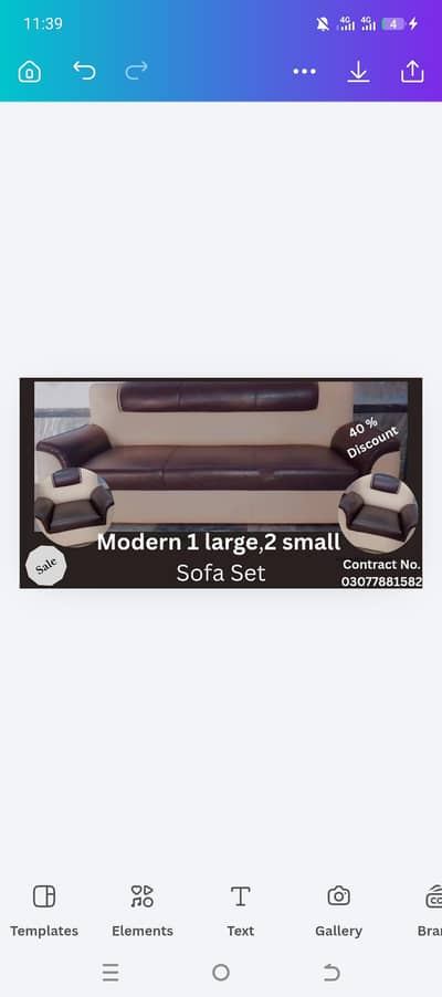 Luxury Brown & Cream Leather Sofa Set for Living Room