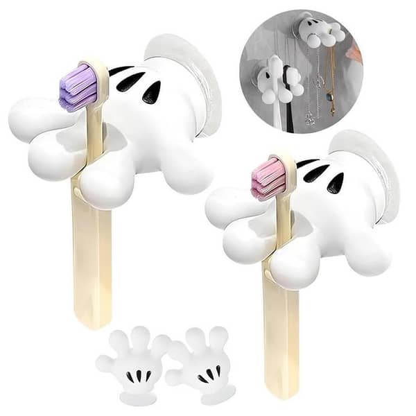 Cute Hanging Toothbrush Holder, Wall Mounted Bathroom Organizer for Kids & Adults, Durable Quality Plastic Toothbrush Stand, Space-Saving Toothpaste Storage, Easy Install, 1 Pack