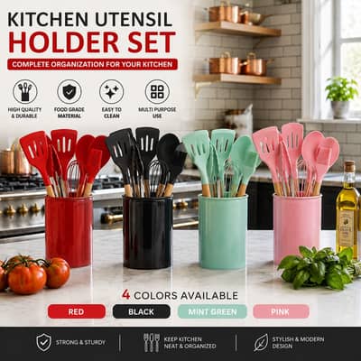 Kitchen Utensil Holder Set | 4 Colors Available