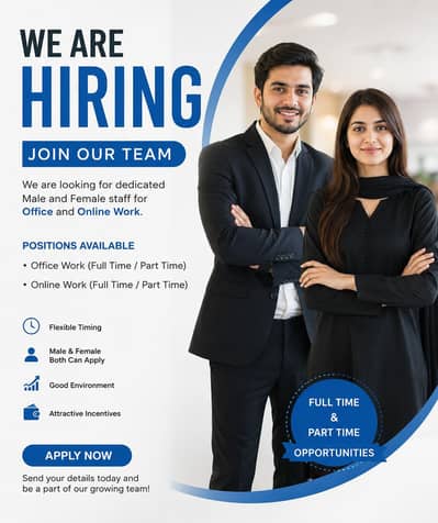 We are hiring male and female staff for office and online work