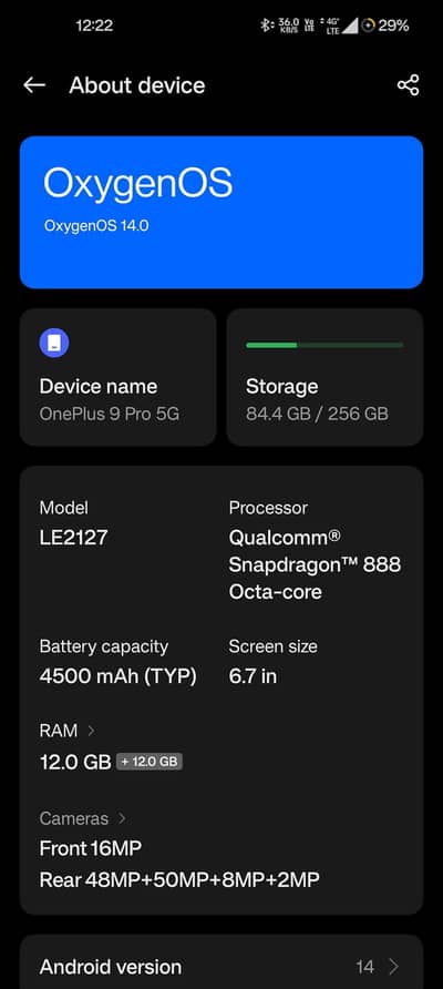 One Plus 9 pro 12+12/256