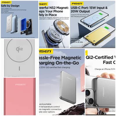 PISEN MAGSAFE POWER BANK STOCK Qi2 Wireless+PD 20W Qi2 Wireless