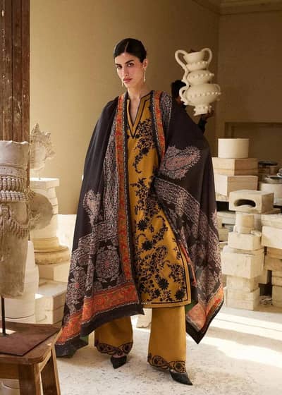  3-Piece Embroidered Lawn Suit – Mustard
