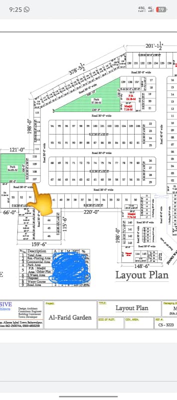Alfareed garden civil hospital road 5.5 mrla Corner plus facing park Plot very urgent Sale just 2.5 lak per mrla dmd