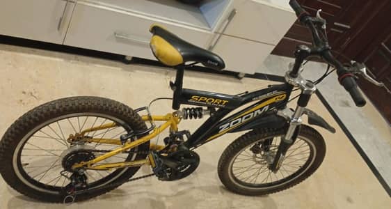 Bicycle with disc brakes and shock