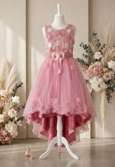 Dusty Pink Floral Princess Gown