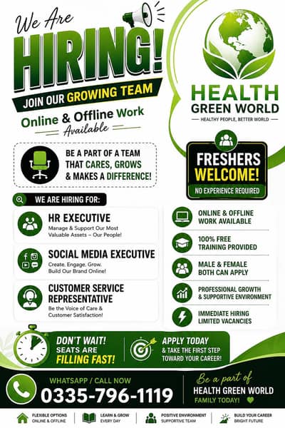 Office Staff Required | Full-Time & Part-Time | Freshers Welcome