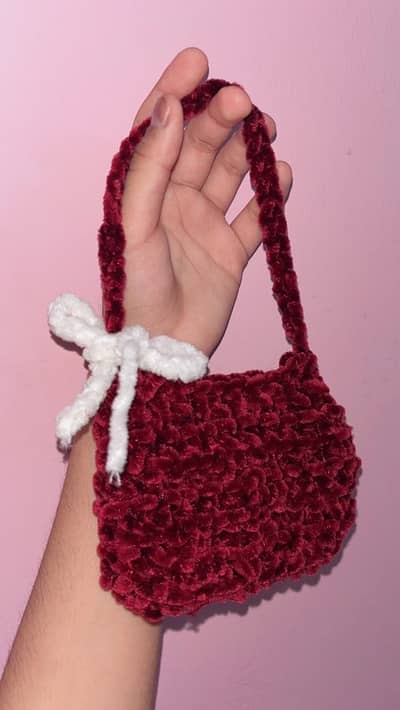 Handmade chenille bag — pure conquette vibesTing red Bag