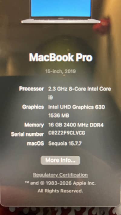MAC bok pro 2019 10/9 condition