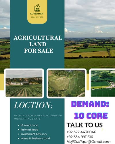 10 Kanal Agricultural Land For Sale In Raiwind City