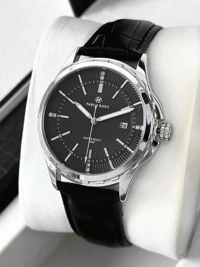 Pablo Rabz Men's Watch – Luxury Black Dial & Leather Strap