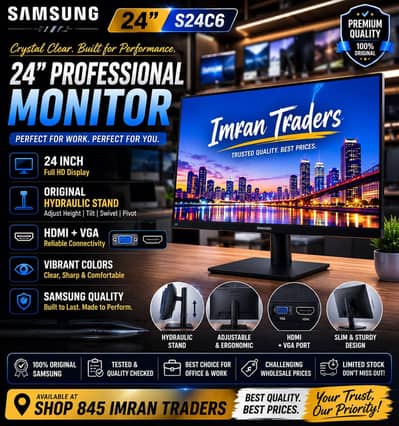 Samsung 24" Monitor | Original Hydraulic stand | HDMI | IPs display