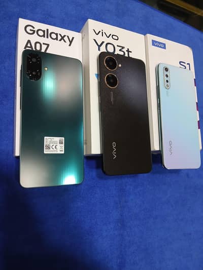 Samsung Mobile A07 6Gb 128Gb 3 Days used. vivo Y03t 4/64Gb. vivo S1