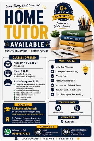 Home & Online Tuition Available