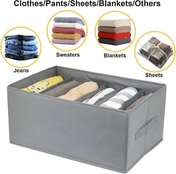 6-Grid Foldable Clothes Organizer for Wardrobe – Large Drawer Storage Box for Jeans, Shirts & Everyday Apparel