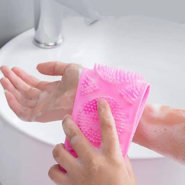 Silicone Bath Body Brush – Exfoliating Back Scrubber, Long Reach, Easy to Clean