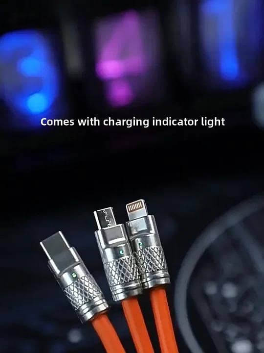 3 in 1 120W Type C Micro USB iOS Data Cable Fast Charging Liquid Silicon Universal for All Smartphones 1.2m