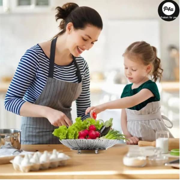 Stainless Steel Vegetable Steamer Basket | Folding Expandable Steamer Insert for Cooking | Collapsible Steaming Rack Tray | Multi-Purpose Kitchen Tool for Instant Pots | Adjustable Steamer Basket for Vegetables, Fruits & Food