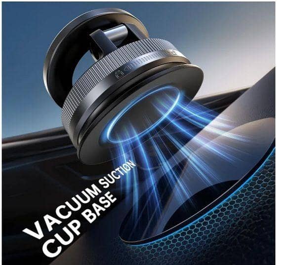 Magnetic Car Phone Holder by mag-carmount (Carbon Fiber) with Twist-Lock Vacuum, 26 Neodymium Magnets