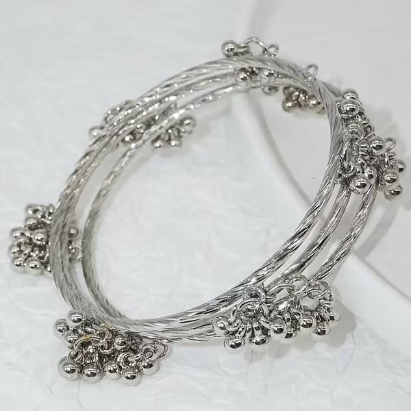 Handmade Kashmeri Bangles (2 pieces) for girls with gota and ghungroo designs