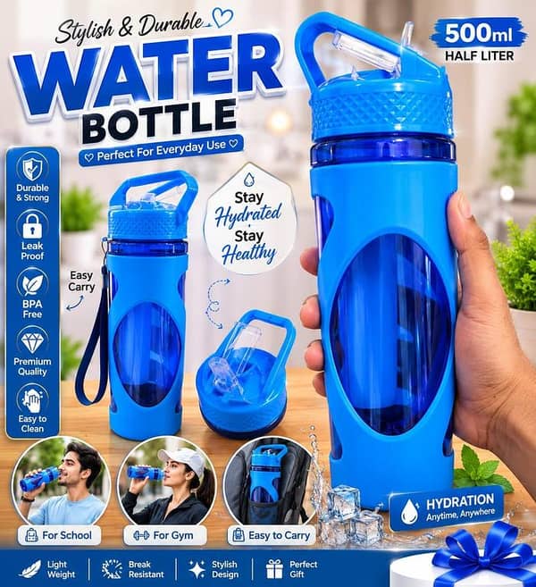 500ml Leak-Proof Sports Water Bottle with Carry Handle