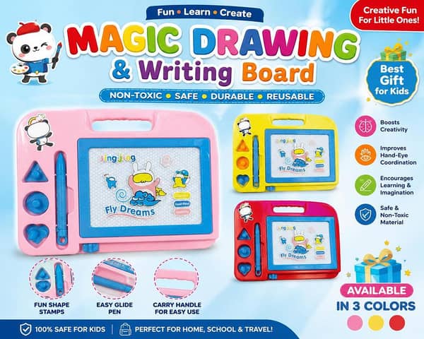 Magic Drawing & Writing Board for Kids | Reusable Doodle Board | Educational Learning Toy | Portable Drawing Board