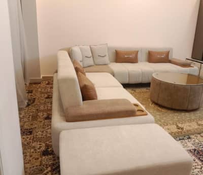 L-Shape Corner Sofa Set with Round Coffee Table - Premium