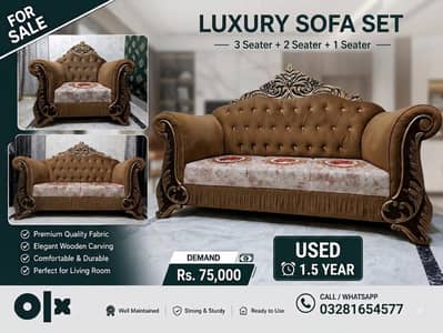 5 seater sofa set 3/2/1 brown colour condition 10/9