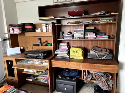 study table with book shelves furniture