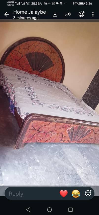 bed with 1 side table for sale bed wood main hai no hard bord
