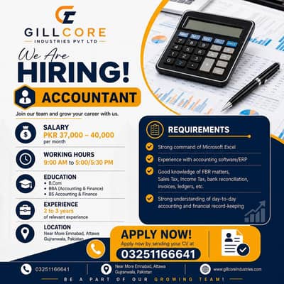 GiLLCore Industries Pvt Ltd is hiring an Accountant!
