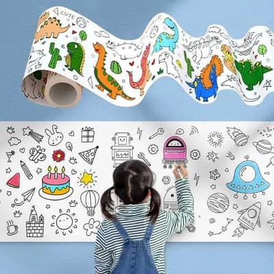 Children's Drawing Roll, Coloring Paper Roll for Kids, Sticky DIY Pai