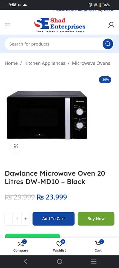 Dawlance md10 20 liter l microwave