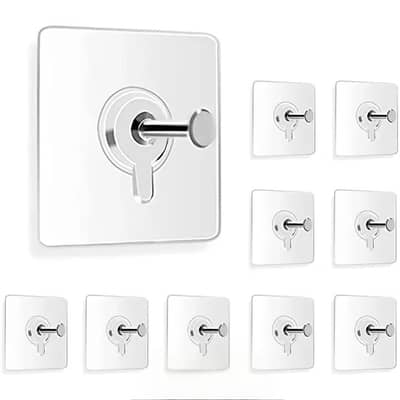 10x Strong Transparent Adhesive Wall Hooks – No Drill & Nail Free