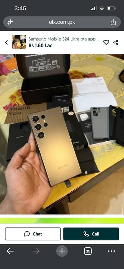 Samsung Mobile S24 Ultra pta approved with box braids urgent sale