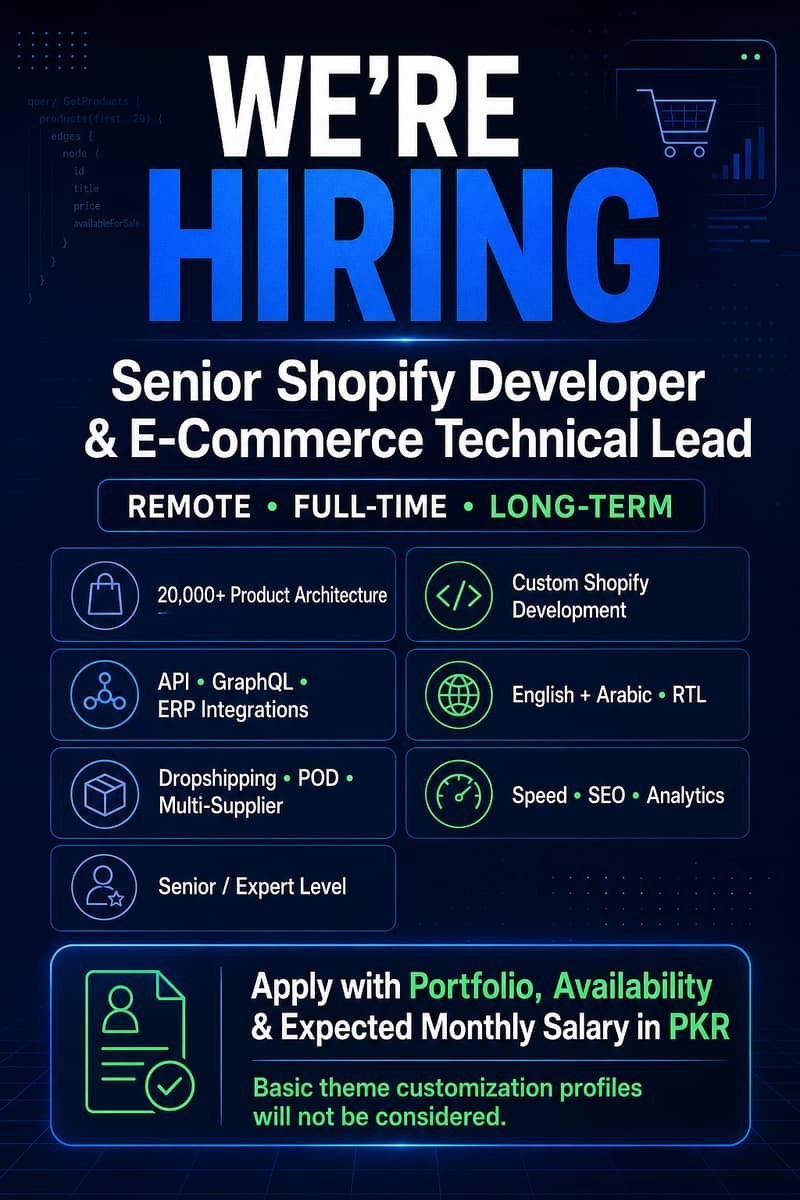 Senior Shopify Developer & E-Commerce Technical Lead – Remote 0