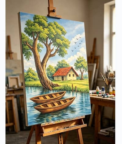 Acrylic Oil Texture Wood Art Spray Paintings, Canvas Printing Painting