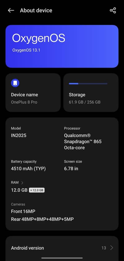 OnePlus 8 Pro 12+12/256 official PTA Exchange possible
