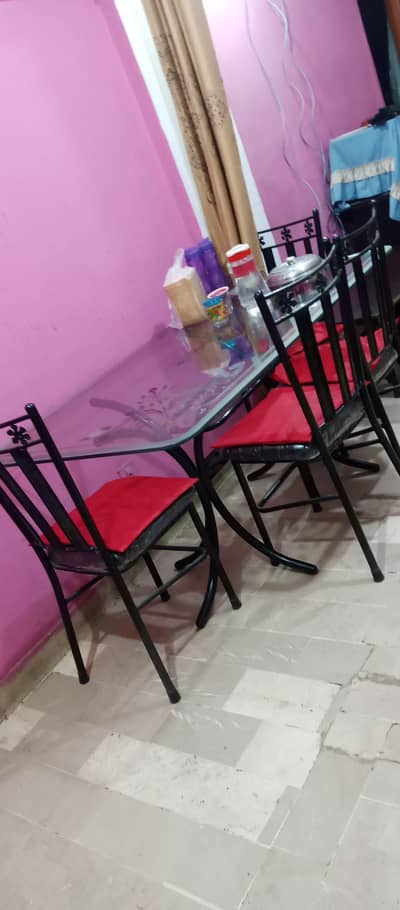 4 Seater Glass Dining Table Set with 4 Chairs
