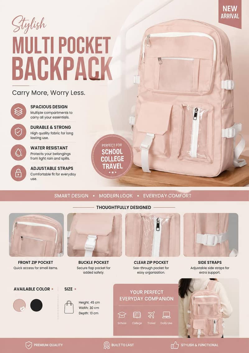 Multi Pocket Backpack 0