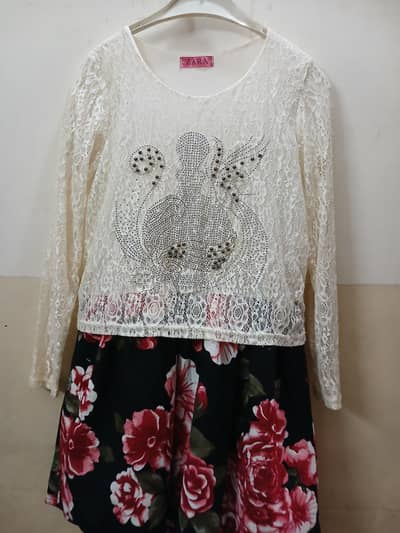 ZARA Girls Beautiful Floral 2-Piece Dress | Lace & Stone Work